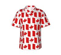 JUZGTSIT Canada Hawaiian Shirt for Men Short Sleeved Casual Summer Beach Shirts Black