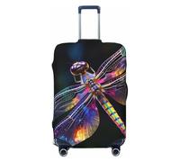 JUZGTSIT Colorful Dragonfly Art for TSA Approved, Fit 18-32 Inch, Black Elastic Luggage Cover Suitcase Covers Protector
