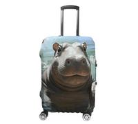 JUZGTSIT Cute Hippos for Carry on for TSA Approved Sleeve Fits 18-32 Inch, Style, L Elastic Luggage Cover Suitcase Covers Protector