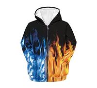 JUZGTSIT Cute Zip Up Hoodie for Girls Age Kids Boys Active Sweatshirts Red blue flame Teenage Zipper Hoodies