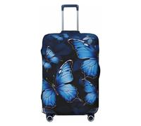 JUZGTSIT Dark Blue Butterflies for TSA Approved, Fit 18-32 Inch, Black, M Elastic Luggage Cover Suitcase Covers Protector
