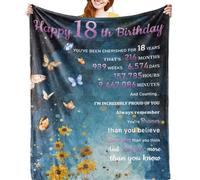JUZGTSIT Eighteenth Birthday Blessings Blanket - Celebrate with Butterflies and Blooms - Cozy Throw for a Special Day