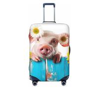 JUZGTSIT Funny Pig On The Wooden Board Rustic Sunflower Farmhouse Baggage Fits 18-32 Inch Elastic Luggage Cover Suitcase Covers Protector