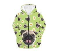 JUZGTSIT Girl's Zip Up Hoodie Toddler Kids Milk Bottle Print Funny Graphic Oversized Casual Sweatshirts Hoodies Pug Teenage Zipper Hoodies