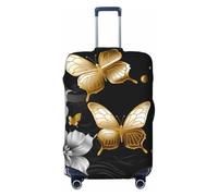 JUZGTSIT Gold White Butterflies Black for Thicken Baggage Fit 18-32 Inch Elastic Luggage Cover Suitcase Covers Protector