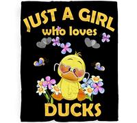 JUZGTSIT Just A Girl Who Loves Ducks Cute Animals Yellow Ulta Soft Fleece Flannel Blankets Halloween Throw Blanket Bedding Outdoor Cover for Picnic Couch Beach 50"x40"
