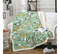 JUZGTSIT Kids Rat Plush Bed Blanket Twin ouse Rodents Sherpa Blanket Funny Animal Love Heart Throw Blanket for Boys Girls Children Cartoon Style Fleece Throw for Teal Blue 150x200cm