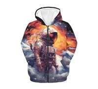 JUZGTSIT Kids Zip Up Hoodies for Boys Girls Hooded Sweatshirt with Pocket Long Sleeve Jacket Astronaut Teenage Zipper Hoodies