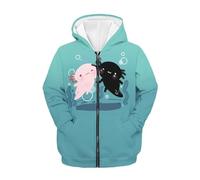 JUZGTSIT Kids Zipper Hoodies with Kangaroo Pockets,Lightweight & Soft Unisex Pullover Stylish Full Zip Sweatshirts Axolotl Teenage Zipper Hoodies