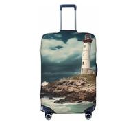 JUZGTSIT Lighthouse Seaside for TSA Approved, Fit 18-32 Inch, Black, L Elastic Luggage Cover Suitcase Covers Protector