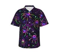 JUZGTSIT Multi-Colored Spiders Hawaiian Shirt for Men Short Sleeved Casual Summer Beach Shirts
