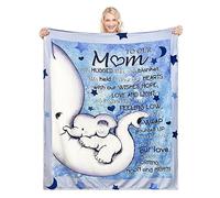 JUZGTSIT Mum Gift from Daughter Son Elephant Cartoon Bed Throw Blankets 50x60 Inches for Mum Mother Mama Mummy from Children Mum Birthday Gift Blanket Gift for Mum(our mum)