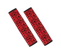 JUZGTSIT Red Black Leopard Print Car Seat Belt Pad 2 Pack,Soft Comfortable Auto Seat Belt Covers,Interior Car Accessories 2pcs 20x30CM