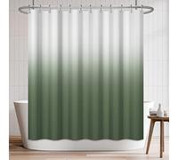 JUZGTSIT Sage Green Waffle Shower Curtain for Bathroom Gradient White Green Shower Curtains with Rust Proof Hooks 72x72 inches Luxury Heavyweight Polyester Fabric Bathtub Decor Curtain