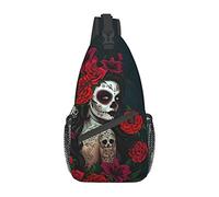 JUZGTSIT Skull Crossbody Backpack for Travel Hiking Chest Daypack Shoulder Sling Bag for Men Women Cycling Walking