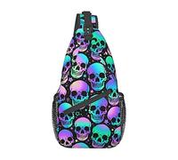 JUZGTSIT Skull Crossbody Backpack for Travel Hiking Chest Daypack Shoulder Sling Bag for Men Women Cycling Walking