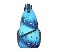 JUZGTSIT Sky Blue Musical Notes Print Shoulder Bag,Crossbody Sling Backpack,Sling Bag Chest Bag,Daypack for Women Men Travel Hiking
