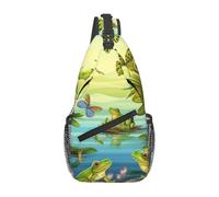 JUZGTSIT Sling Bag For Women Men Crossbody Shoulder Bag Sling Backpack Frogs Sing Chest Bag Travel Hiking Casual Sport Daypack