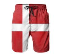 JUZGTSIT Swim Shorts Danish Flag Swim Trunks Quick Dry Board Shorts with Mesh Lining Beach Shorts Printed Shorts Swimwear Black