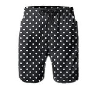 JUZGTSIT Swim Shorts Mens Beach Shorts Black Polka Dot 3D Printed Swim Trunks Quick Dry Surf Bathing Suit
