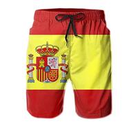 JUZGTSIT Swim Shorts Mens Beach Shorts Spanish Flag 3D Printed Swim Trunks Quick Dry Surf Bathing Suit Black