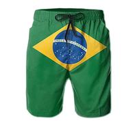 JUZGTSIT Swim Shorts Mens Brazil Flag Drawstring Casual Summer Beach Shorts Black