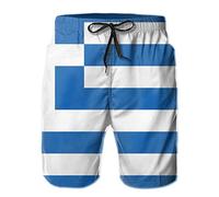 JUZGTSIT Swim Shorts Mens Flag of Greece Drawstring Casual Summer Beach Shorts Black