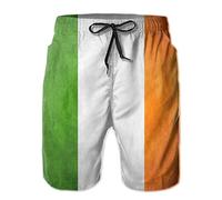 JUZGTSIT Swim Shorts Mens Irish Flag Swim Trunks Beach Board Shorts Quick Dry Beachwear Sports Running Black