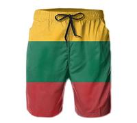 JUZGTSIT Swim Shorts Mens Lithuanian Flag Swim Trunks Quick Dry Summer Surf Beach Shorts with Pocket Drawstring Black