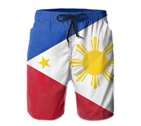 JUZGTSIT Swim Shorts Mens Philippines Flag Swim Trunks Quick Dry Summer Surf Beach Shorts with Pocket Drawstring Black