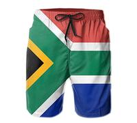 JUZGTSIT Swim Shorts Mens South African Flag Swim Trunks Quick Dry Summer Surf Beach Shorts with Pocket Drawstring Black
