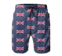JUZGTSIT Swim Shorts Mens UK Flag Union Jack Swim Trunks Quick Dry Summer Surf Beach Shorts with Pocket Drawstring Black