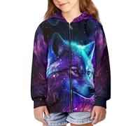JUZGTSIT Toddler Girls Zip Up Hoodie Sweatshirt Fall Jacket Outfits Kids Youth Hoodies 4-16 Years 0 Space Wolf Teenage Zipper Hoodies