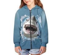 JUZGTSIT Toddler Girls Zip Up Hoodie Sweatshirt Fall Jacket Outfits Kids Youth Hoodies 4-16 Years 0 Blue Shark Teenage Zipper Hoodies