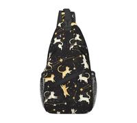 JUZGTSIT Unisex Cats Chasing Stars Sling Backpack Crossbody Shoulder Chest Bag Daypack Bags For Men Women