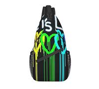 JUZGTSIT Unisex Rainbow Gay Pride Rainbow Heart Love is Love Sling Backpack Crossbody Shoulder Chest Bag Daypack Bags For Men Women