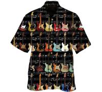 JUZGTSIT Vintage Guitar Hawaiian Shirts for Men - Guitar Heaven Button Mens Hawaiian Shirts Short Sleeve Series 188