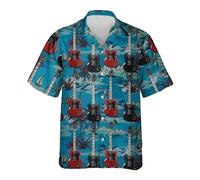 JUZGTSIT Vintage Guitar Hawaiian Shirts for Men - Guitar Heaven Button Mens Hawaiian Shirts Short Sleeve Series 188