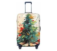 JUZGTSIT Watercolor Christmas Tree Baggage Fits 18-22 Inch Elastic Luggage Cover Suitcase Covers Protector
