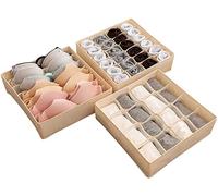 JuZi Store 3 PCS Drawer Underwear Organizer Divider Jeans Compartment Storage Box Fabric Foldable Dresser Storage Basket Organizers and Storage Bins for Storing Bra Lingerie Undies