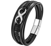 JUZICHEN Men's Bracelet, Leather Bracelet for Men, Cross Bracelets Life Viking Tree of Life, Brown Black Crucifixion Men's Bracelets, Moyenne, Leather, Stainless Steel