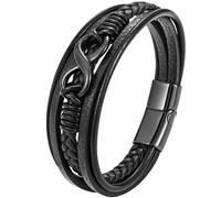 JUZICHEN Men's Bracelet, Leather Bracelet for Men, Cross Bracelets Life Viking Tree of Life, Brown Black Crucifixion Men's Bracelets, Moyenne, Leather, Stainless Steel