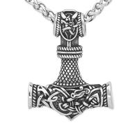 JUZICHEN Men's Thor's Hammer Necklace, Viking Chain, Thor's Hammer Pendant with Celtic Knot, Thor Hammer Chain, Mjölnir Chain, 60 cm Chain, 1, Stainless Steel, Stainless Steel