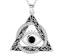 JUZICHEN Sterling Silver Women's Necklace, Necklace with Zirconia Green Blue White, Necklace Hypoallergenic, Supplied In Gift Box, 1, Stainless Steel, Zircon