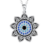 JUZICHEN Sterling Silver Women's Necklace, Necklace with Zirconia Green Blue White, Necklace Hypoallergenic, Supplied In Gift Box, 1, Stainless Steel, Zircon