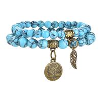 JUZICHEN Women's Natural Stone Bracelet, 16-25 cm Yoga Beads Bracelet, Women's Jewellery Gift for Women, Girls Bracelets Gift for Women, Moyenne, Stainless Steel, Stainless Steel