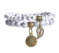 JUZICHEN Women's Natural Stone Bracelet, 16-25 cm Yoga Beads Bracelet, Women's Jewellery Gift for Women, Girls Bracelets Gift for Women, Moyenne, Stainless Steel, Stainless Steel