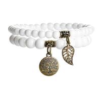 JUZICHEN Women's Natural Stone Bracelet, 16-25 cm Yoga Beads Bracelet, Women's Jewellery Gift for Women, Girls Bracelets Gift for Women, Moyenne, Stainless Steel, Stainless Steel