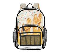 JUZIHAI Ice Cream Drip Clear Backpack for School, 15.7 In Kids Transparent Backpack, 12L See Through Bookbag for Boys Girls Travel, Stadium Approved