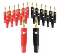JUZITAO 24Pcs 4mm Banana Plug 32A High Current Speaker Banana Plugs Stackable Screw Type Banana Connector Adapter(12 Red+12 Black)